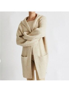 Beryll Cream Ivory Hooded Cashmere Sweater Cardigan Coat Longline Luxury Pockets